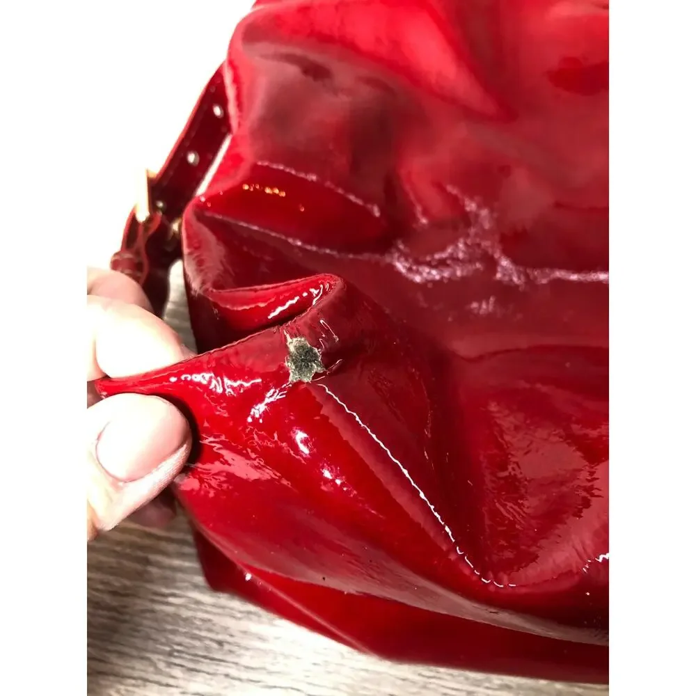 Dooney & Bourke Red Patent Leather Shoulder Bag Double Handles Handbag Purse - Picture 4 of 10